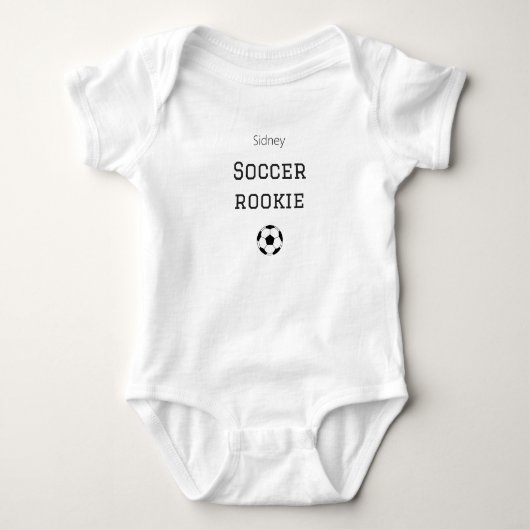 Soccer Rookie Custom Baby Name Bodysuit ベビーボディスーツ (正面)