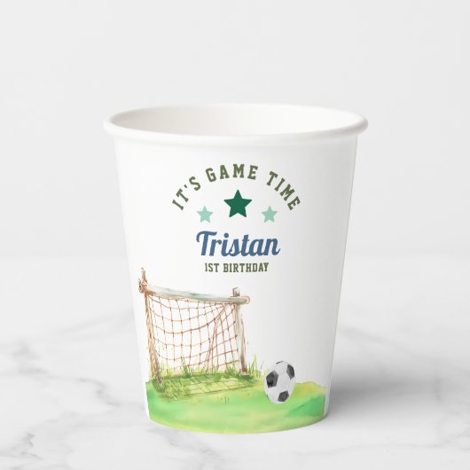 Soccer Rookie “It’s Game Time” First Birthday 紙コップ (裏面)
