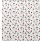 Soccer Santa Christmas Pattern シャワーカーテン (正面)