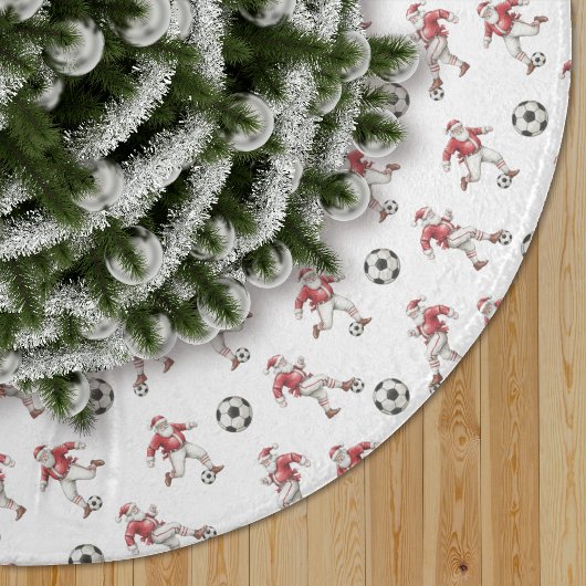 Soccer Santa Christmas Pattern ブラッシュドポリエステルツリースカート