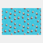 Soccer Santa on Bright Turquoise Blue ラッピングペーパーシート (正面)