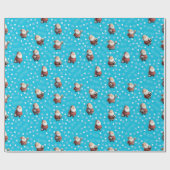 Soccer Santa on Bright Turquoise Blue ラッピングペーパー (フラット)