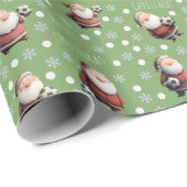Soccer Santa on Dollar Bill Green ラッピングペーパー (ロールコーナー)