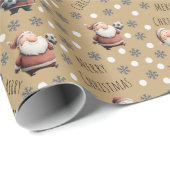 Soccer Santa on Ginger Ale Brown ラッピングペーパー (ロールコーナー)