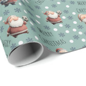 Soccer Santa on Light Viridian Green ラッピングペーパー (ロールコーナー)