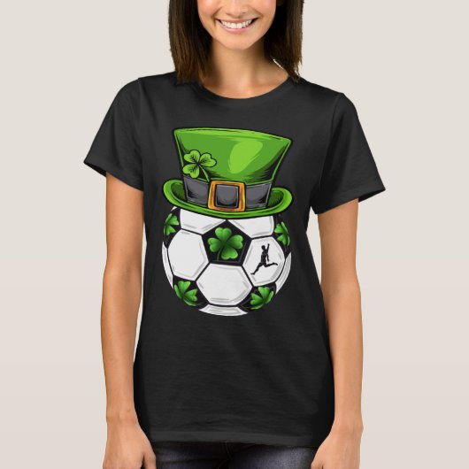 Soccer Shamrock Leprechaun St Patricks Day Boys Ki Tシャツ (正面)