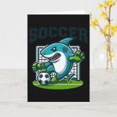 Soccer Shark Playing Soccer  カード (黄色い花)