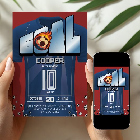 Soccer Shirt Birthday Party Invitation 招待状