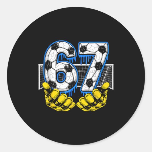 Soccer Six Seven 67 Funny Gen Alpha Meme  ラウンドシール (正面)