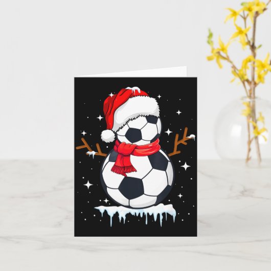 Soccer Snowman Apparel, Funny Santa Christmas Men  カード (黄色い花)