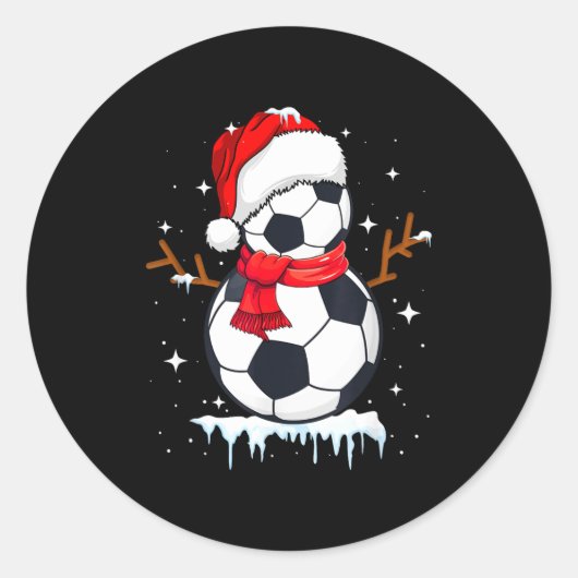Soccer Snowman Apparel, Funny Santa Christmas Men  ラウンドシール (正面)
