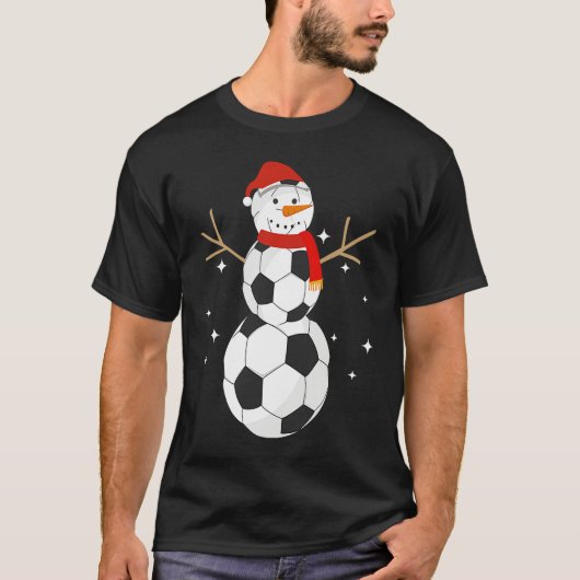 Soccer Snowman Christmas Snow Santa Hat Scarf  Hol Tシャツ (正面)