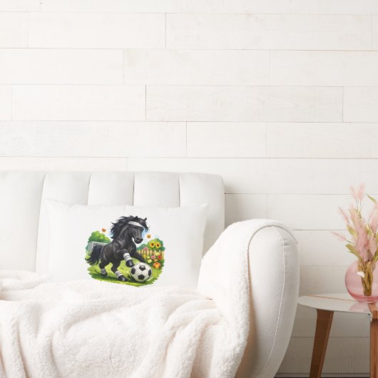Soccer Star Black Horse Cute Garden Sticker ランバークッション (ソファ)