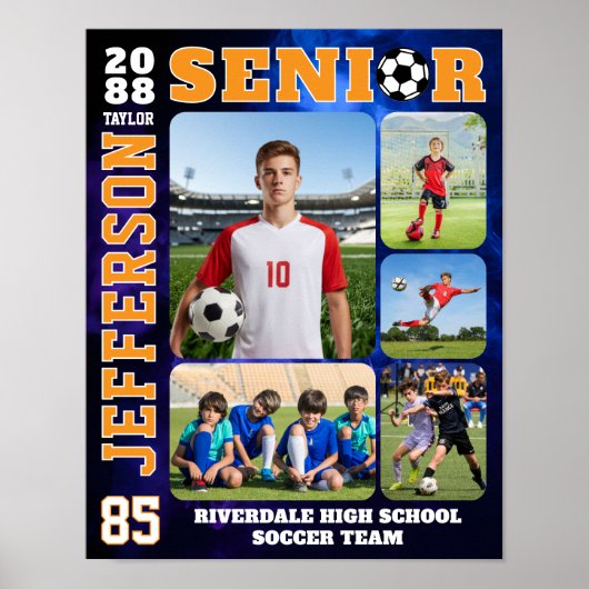 Soccer Team Sports Player Portrait Photo Collage ポスター (正面)