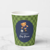 Soccer Teddy Bear Checkboard Baby Shower 紙コップ (正面)