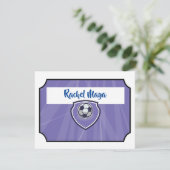 Soccer Ticket Bat Mitzvah Purple Thank You Flat be 招待状 (スタンド正面)