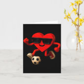 Soccer Valentines Day Cute Funny Heart Boys Girls  カード (黄色い花)
