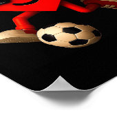 Soccer Valentines Day Cute Funny Heart Boys Girls ポスター (角)