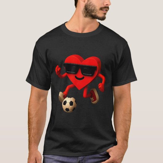 Soccer Valentines Day Cute Funny Heart Boys Girls  Tシャツ (正面)