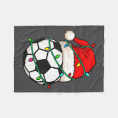 Soccer With Santa Hat Funny Christmas Xmas Gift  フリースブランケット (正面(横))