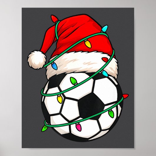 Soccer With Santa Hat Funny Christmas Xmas Gift  ポスター (正面)