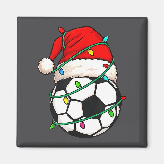 Soccer With Santa Hat Funny Christmas Xmas Gift  マグネット (正面)