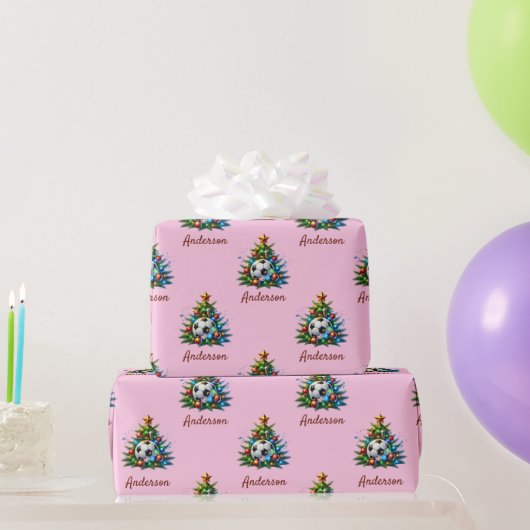 Soccer Wrapping Paper Christmas Custom Name Gift ラッピングペーパー (パーティーギフト)