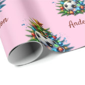 Soccer Wrapping Paper Christmas Custom Name Gift ラッピングペーパー (ロールコーナー)