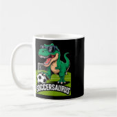 Soccersaurus Dinosaur T-rex Soccer Goalie Player F コーヒーマグカップ (左)