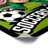 Soccersaurus Dinosaur T-rex Soccer Goalie Player F ポスター (角)