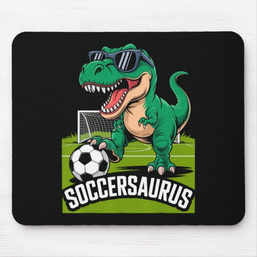Soccersaurus Dinosaur T-rex Soccer Goalie Player F マウスパッド (正面)