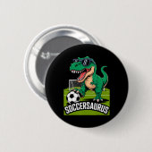 Soccersaurus Dinosaur T-rex Soccer Goalie Player F 缶バッジ (正面&裏面)