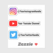 Social カスタム Media Username Sticker Pack of 3 シール (シート)