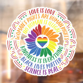 Social カラフル Justiceフラワーワードアート ウィンドウサイン (シート2)