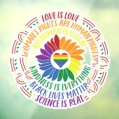 Social カラフル Justiceフラワーワードアート ウィンドウサイン (シート3)