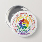 Social カラフル Justiceフラワーワードアート 缶バッジ (正面&裏面)