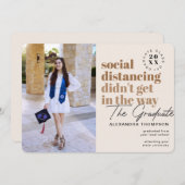 Social モダン Distancing Covid写真卒業 案内状 (正面/裏面)