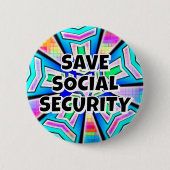 SOCIAL 救 SECURITY(単語を変更できる) 缶バッジ (正面)