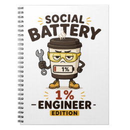 Social Battery 1% おもしろエンジニアノートブック ノートブック
