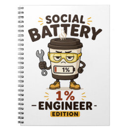Social Battery 1% おもしろエンジニアノートブック ノートブック