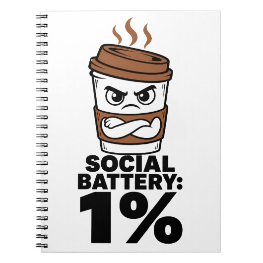 Social Battery 1% Funny Introvert Journal ノートブック (正面)