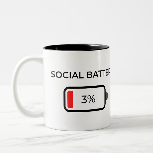 Social Battery 3% - Coffee Mug ツートーンマグカップ (左)