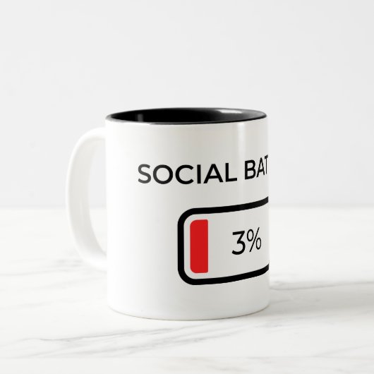 Social Battery 3% - Coffee Mug ツートーンマグカップ (正面左)