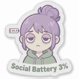 Social Battery 3% Cute Aesthetic Sticker シール