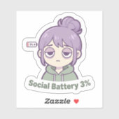 Social Battery 3% Cute Aesthetic Sticker シール (シート)