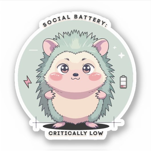 Social Battery Critically Low – Relatable Mood シール (正面)