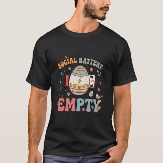 Social Battery Empty Funny Easter Introvert Tシャツ (正面)