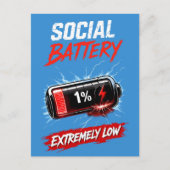 Social Battery Extremely Low – Funny Introvert  ポストカード (正面)