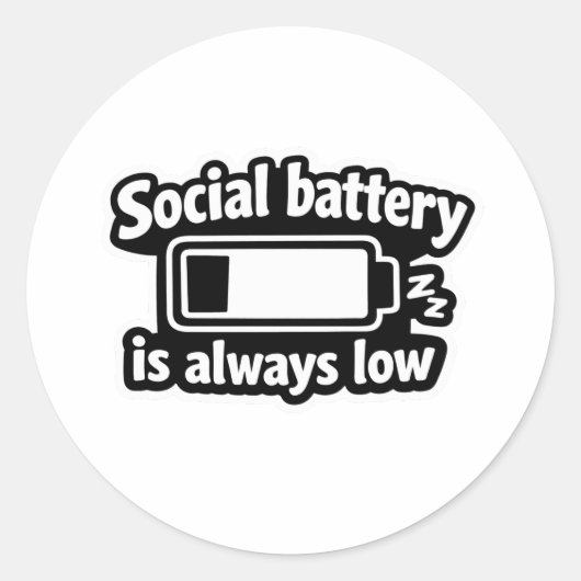 Social battery is always low introvert sticker ラウンドシール (正面)