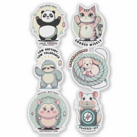 Social Battery Levels Sheet | Introvert Humor  シール (正面)